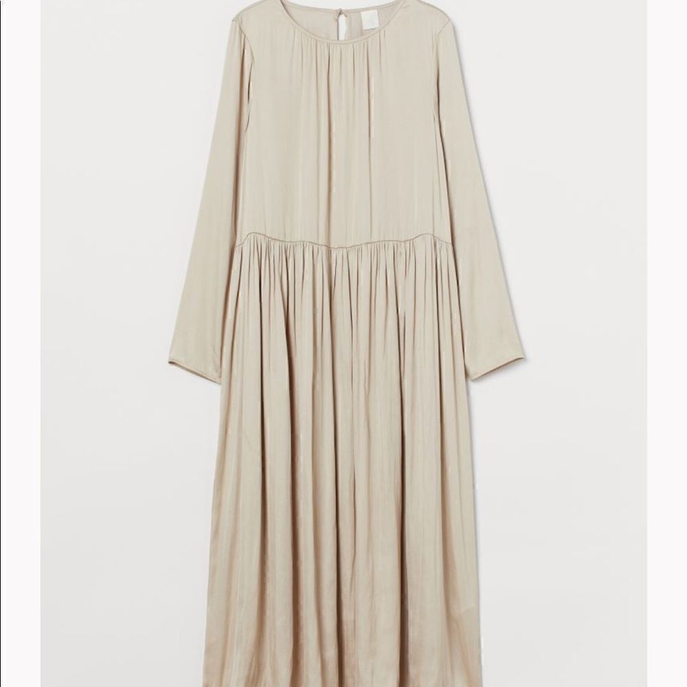 H&M satin finish cream color maxi dress size medium